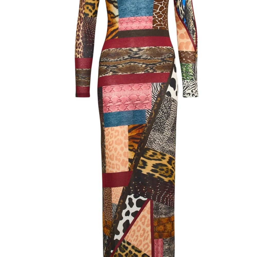 Unbreak. IT Made in Italy Janina Animal Print Maxi Dress Sz X-Large NWT - Picture 2 of 11